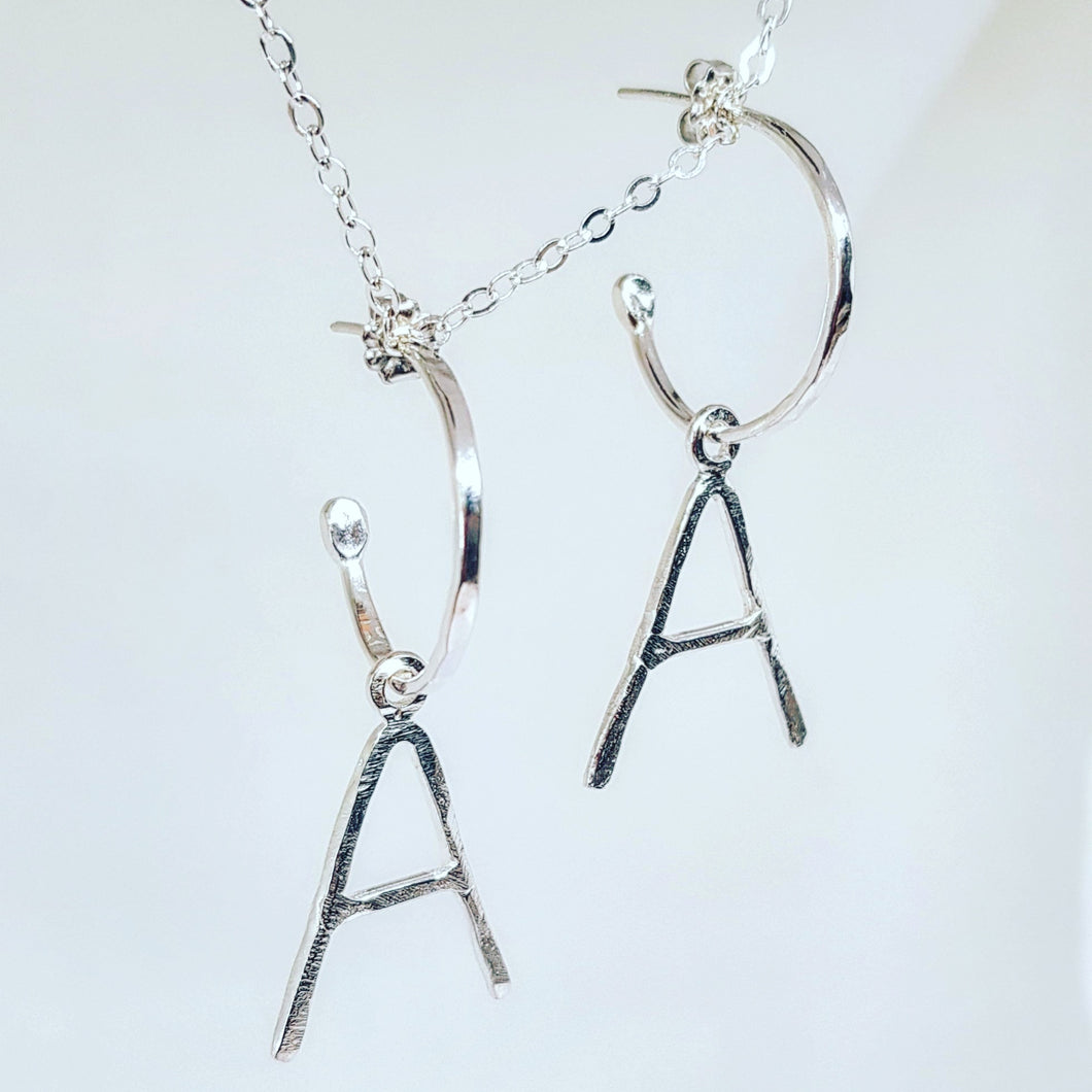 Hoops with Big Initial Charms
